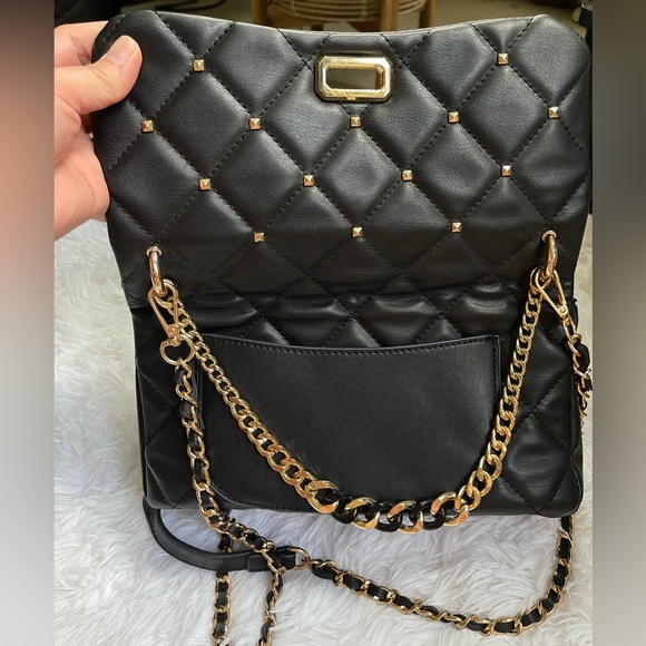 BADGLEY MISCHKA Crossbody Purse Diamond Quilted & Gold Studs - Picture 10 of 10